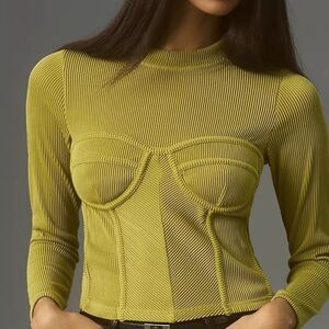 ANTHROPOLOGIE: NWOT Lime Corset Long Sleeve